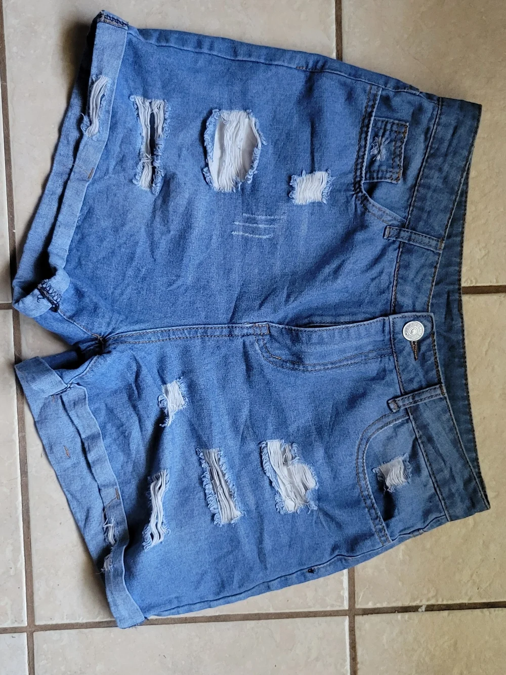 Distressed Blue Denim Women’s Shorts